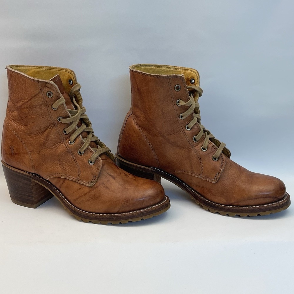 Frye Saddle Brown Lace Up Sabrina Boot 7.5 Vintage